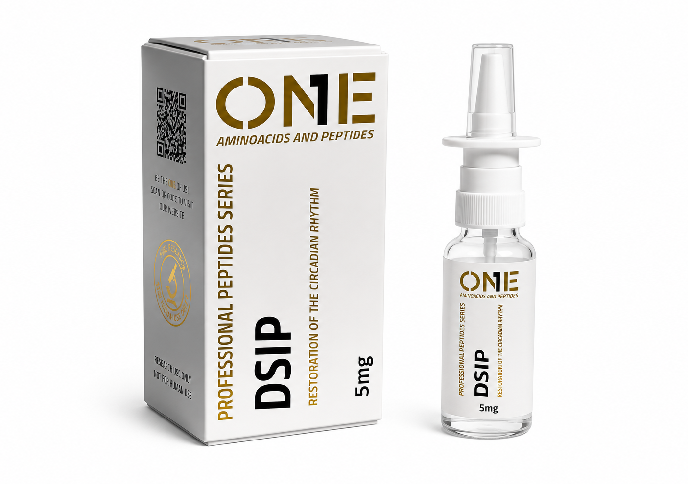 DSIP Spray 5 mg – laboratoryjny atomizer badawczy z opakowaniem produktu