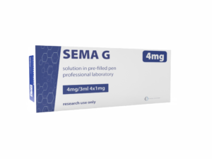Pudełko produktu SEMA G 4 MG PEN (Semaglutyd 4mg PEN) przeznaczonego do zastosowań laboratoryjnych i referencyjnych,
