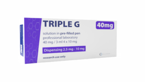 Pudełko odczynnika peptydowego w urządzeniu typu PEN do zastosowań naukowych i laboratoryjnych o nazwie Triple G 40 MG PEN (Retatrutide).