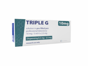 Triple G 10mg PEN Retatric pudełko peptydu laboratoryjnego do analiz receptorów GLP-1R GIPR i GCGR.